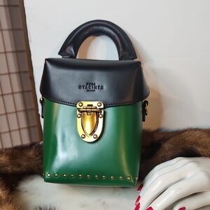 Emma Hyacinth Green & Black Leather Crossbody Mini Bag 🔥 London
